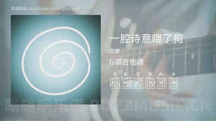一腔诗意喂了狗 花粥 吉他谱G调简单版