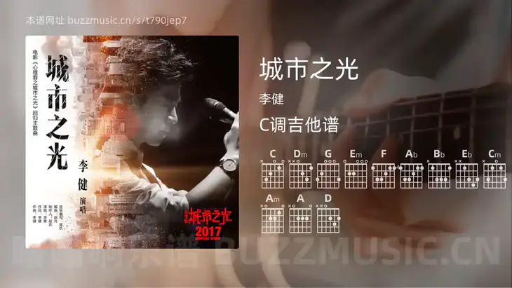 城市之光 李健 吉他谱C调简单版