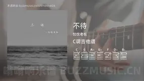 不待 忱忱老板 吉他谱C调简单版