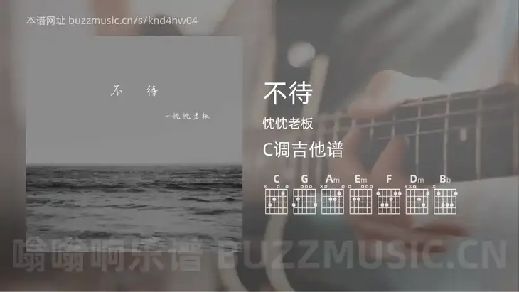 不待 忱忱老板 吉他谱C调简单版
