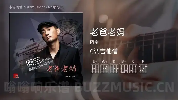 老爸老妈 阿宝 吉他谱C调简单版