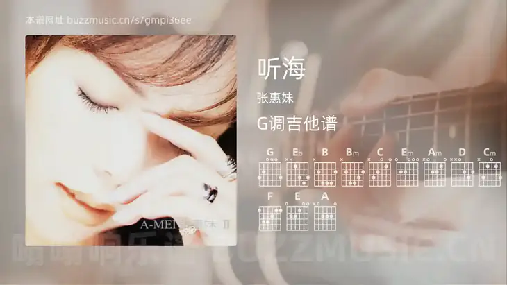 听海 张惠妹 吉他谱G调简单版