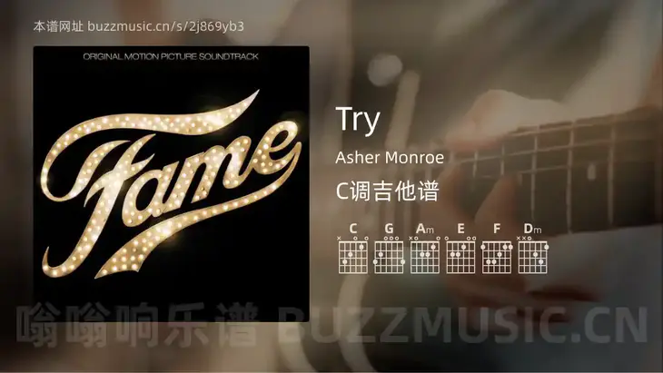 Try Asher Monroe 吉他谱C调简单版