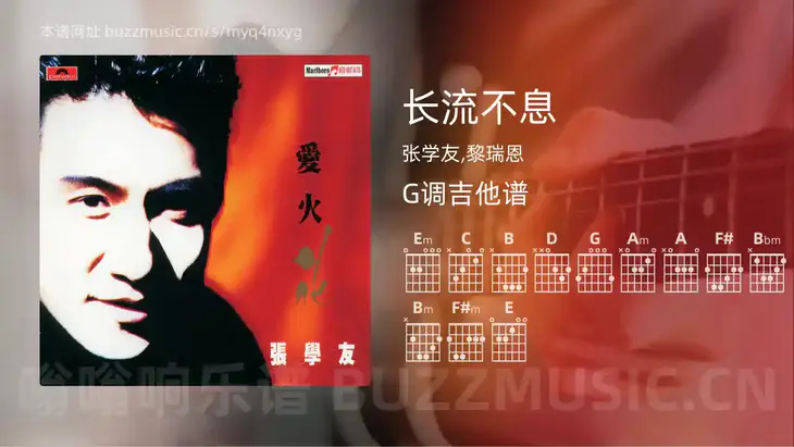 长流不息 张学友,黎瑞恩 吉他谱G调简单版
