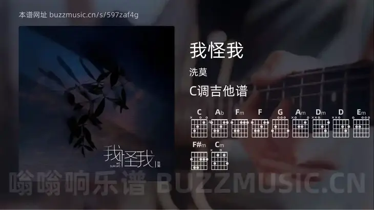 我怪我 洗莫 吉他谱C调简单版