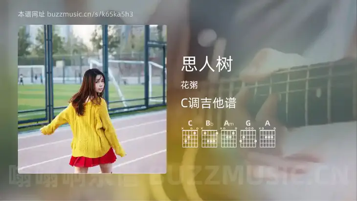 思人树吉他谱C调 花粥 简单版