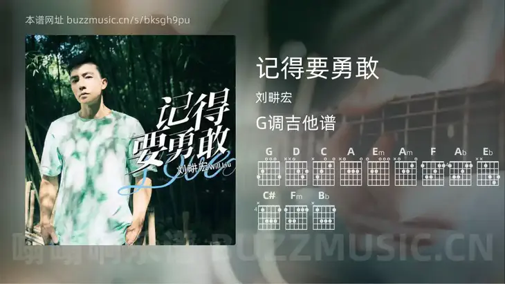 记得要勇敢 刘畊宏 吉他谱G调简单版