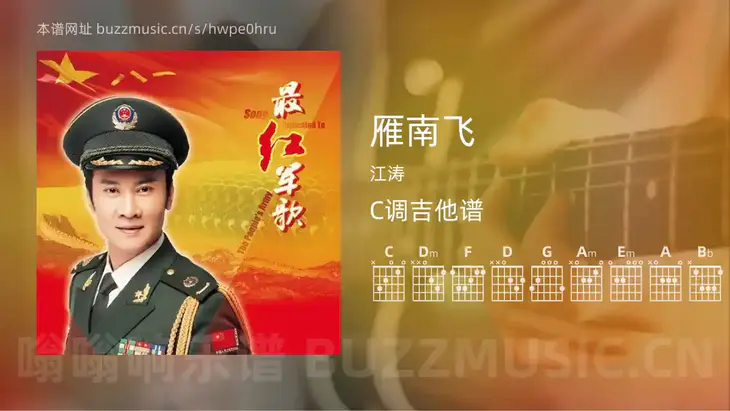 雁南飞吉他谱C调 江涛 简单版