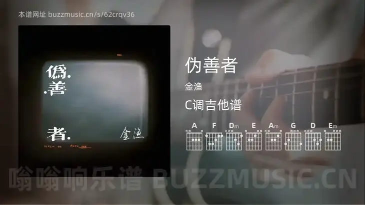 伪善者 金渔 吉他谱C调简单版