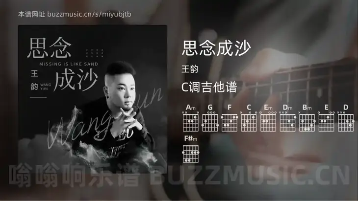 思念成沙 王韵 吉他谱C调简单版