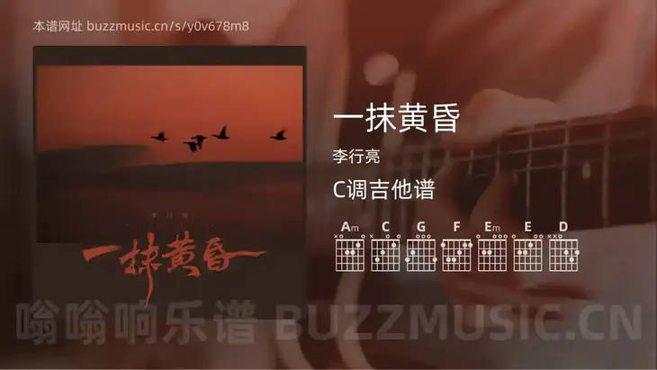 一抹黄昏 李行亮 吉他谱C调简单版