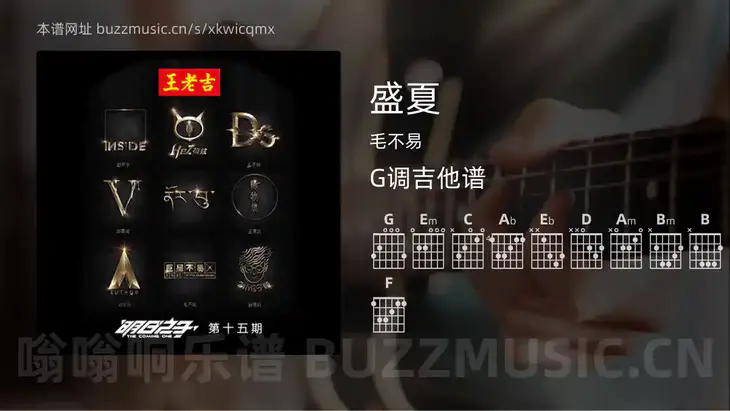 盛夏 毛不易 吉他谱G调简单版