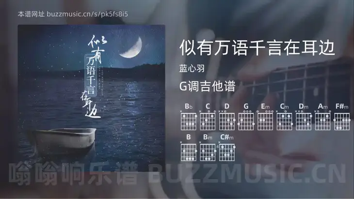 似有万语千言在耳边 蓝心羽 吉他谱G调简单版