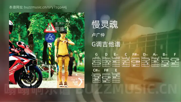 慢灵魂 卢广仲 吉他谱G调简单版