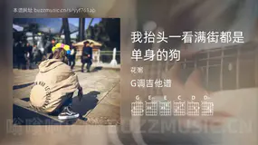 我抬头一看满街都是单身的狗吉他谱G调 花粥 简单版