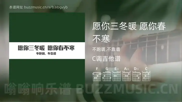 愿你三冬暖 愿你春不寒 不跑调,不靠谱 吉他谱C调简单版