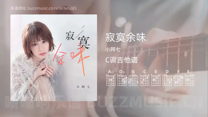寂寞余味 小阿七 吉他谱C调简单版