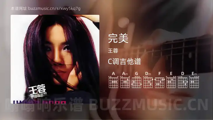 完美 王蓉 吉他谱C调简单版