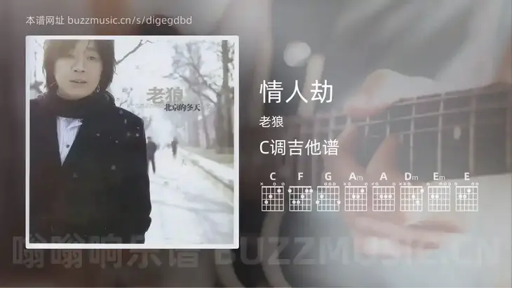 情人劫 老狼 吉他谱C调简单版
