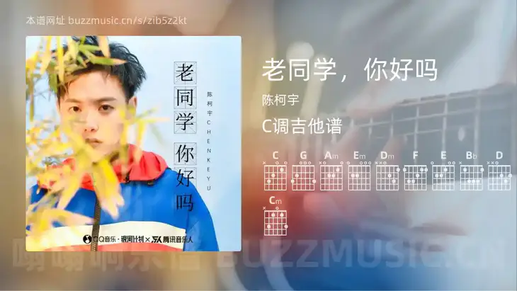 老同学，你好吗 陈柯宇 吉他谱C调简单版