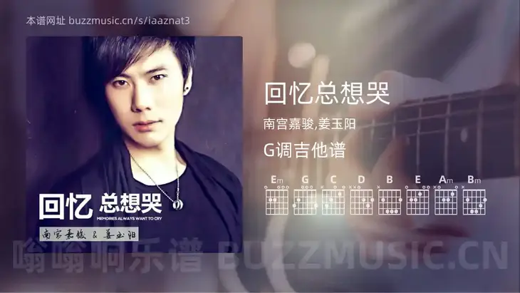 回忆总想哭 南宫嘉骏,姜玉阳 吉他谱G调简单版