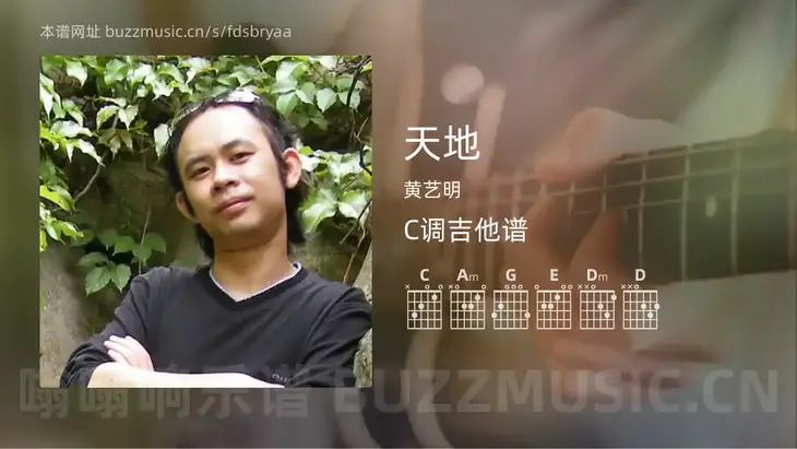 天地 黄艺明 吉他谱C调简单版