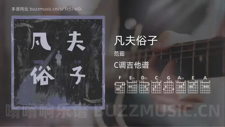 凡夫俗子吉他谱C调 范茹 简单版
