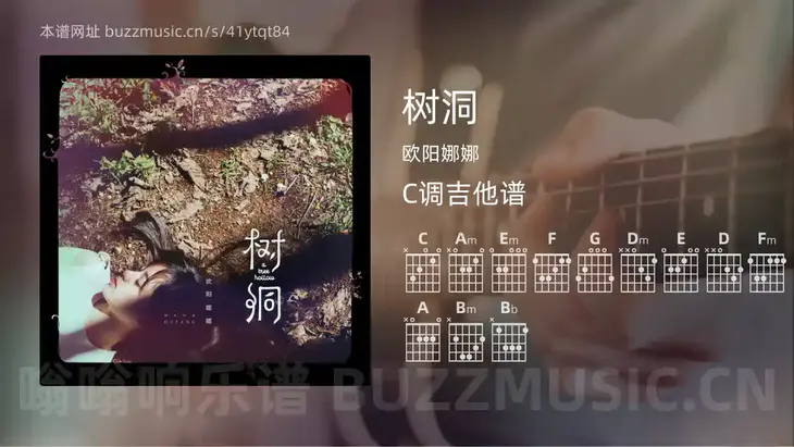 树洞 欧阳娜娜 吉他谱C调简单版