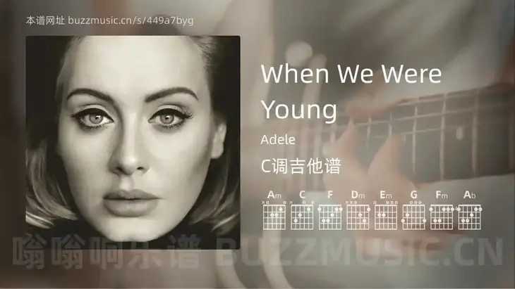 When We Were Young吉他谱C调 Adele 简单版
