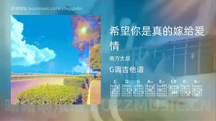 希望你是真的嫁给爱情 南方大叔 吉他谱G调简单版