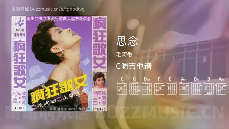 思念 毛阿敏 吉他谱C调简单版