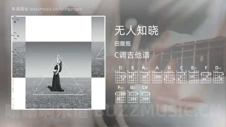 无人知晓 田馥甄 吉他谱C调简单版