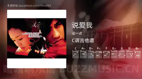 说爱我吉他谱C调 梁一贞 简单版