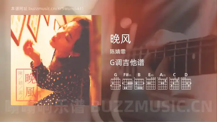 晚风 陈婧霏 吉他谱G调简单版