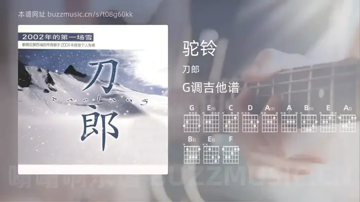 驼铃 刀郎 吉他谱G调简单版