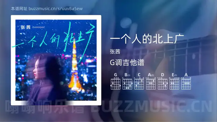 一个人的北上广 张茜 吉他谱G调简单版