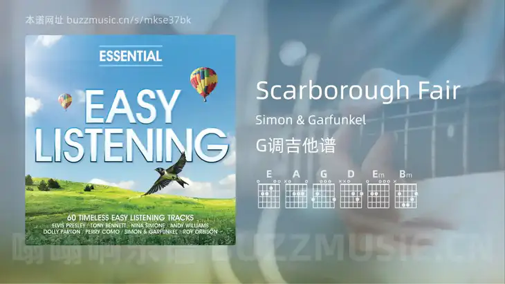 Scarborough Fair Simon & Garfunkel 吉他谱G调简单版