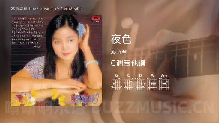 夜色 邓丽君 吉他谱G调简单版