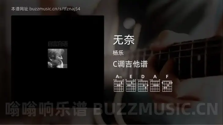 无奈 杨乐 吉他谱C调简单版