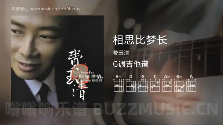 相思比梦长 费玉清 吉他谱G调简单版