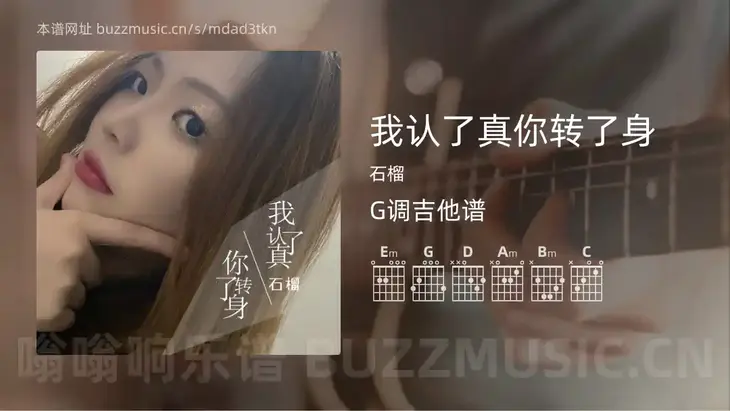 我认了真你转了身 石榴 吉他谱G调简单版