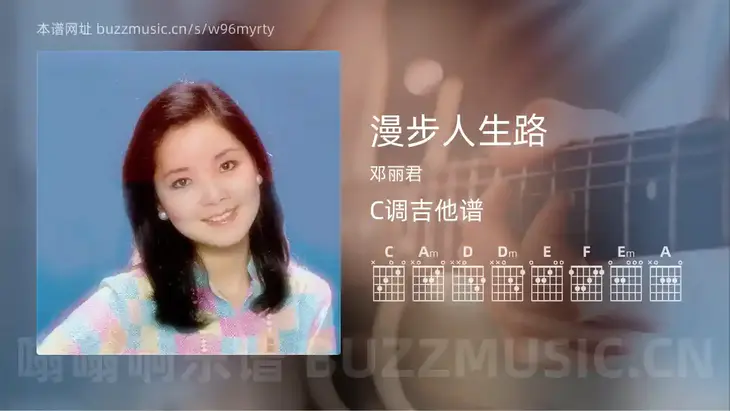 漫步人生路 邓丽君 吉他谱C调简单版