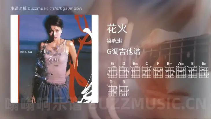 花火 梁咏琪 吉他谱G调简单版