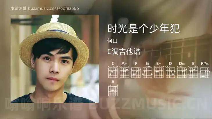 时光是个少年犯 何山 吉他谱C调简单版