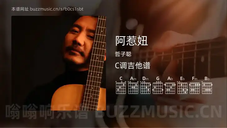 阿惹妞 哲子聪 吉他谱C调简单版