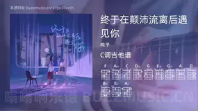 终于在颠沛流离后遇见你 棉子 吉他谱C调简单版