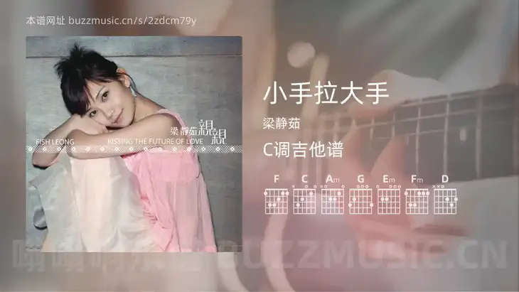 小手拉大手 梁静茹 吉他谱C调简单版