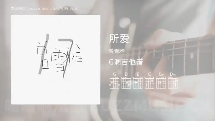 所爱 曾雪雅 吉他谱G调简单版