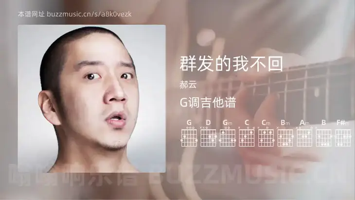 群发的我不回 郝云 吉他谱G调简单版