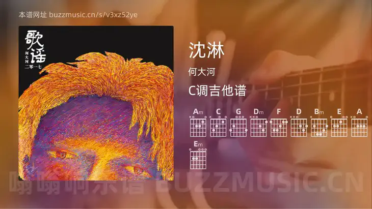 沈淋 何大河 吉他谱C调简单版
